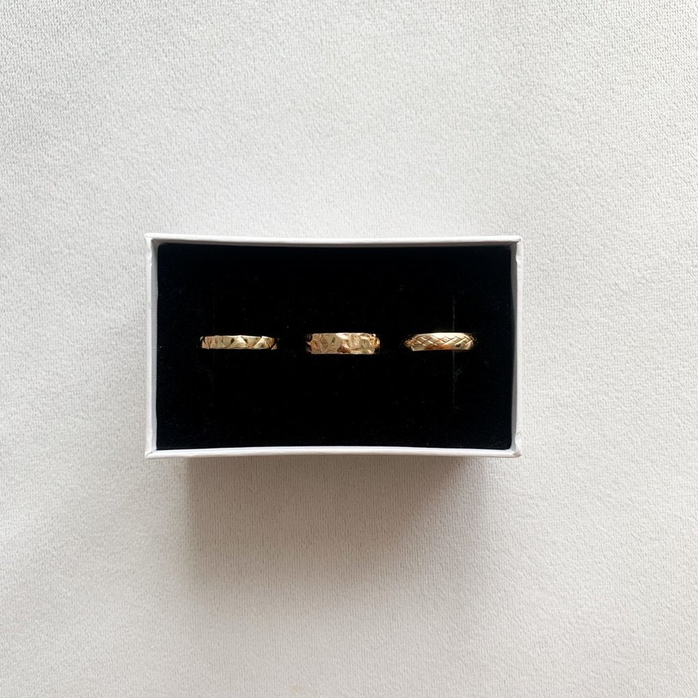 Textured Golden Minimalist Ring Set